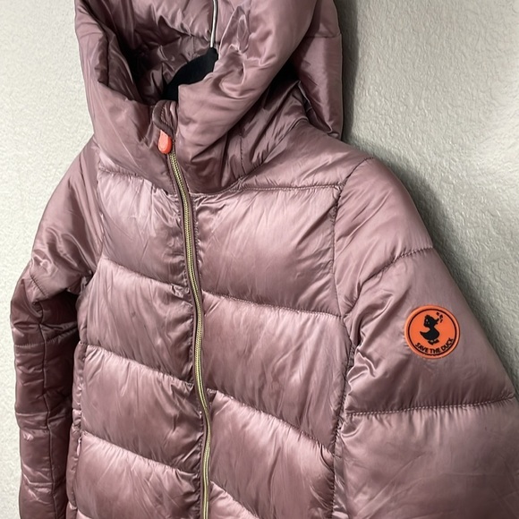 Save The Duck Gracie Quilted Puffer Jacket Full Zip Mauve Misty Rose Kids Sz 10 - Picture 3 of 16